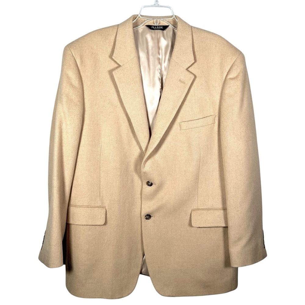 Jos A Bank 100% Camel Hair Blazer 48R Tan Sport Coat Made in USA Two Button